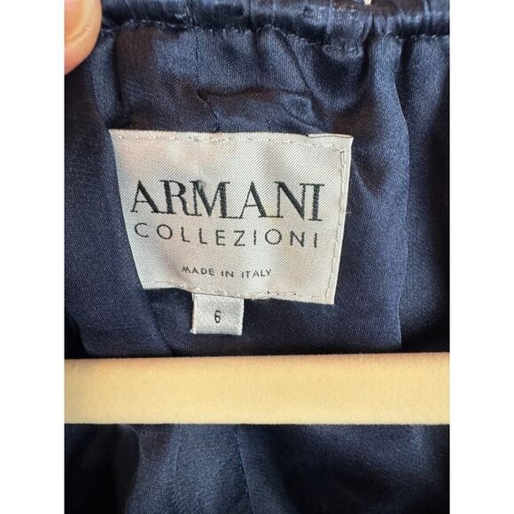 ARMANI COLLEZIONI blue white chevron button jacket blazer size 6 Italy - Picture 2 of 7